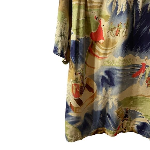 Tommy Bahama Silk Button-Down Tropical Guiter Palm Trees Shirt Cigar Run L - Picture 10 of 11